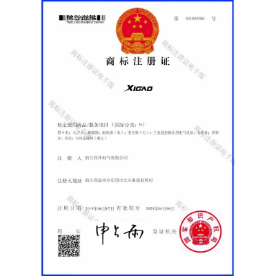 Trademark registration certificate